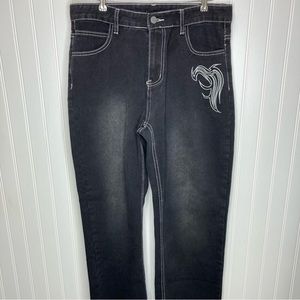 NVFelix Jeans Youth 31”x 29” XL Black Embroidered Teen Streetwear Skate Fade